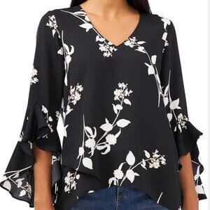 Vince Camuto Floral Ruffle Sleeve Blouse - Size M